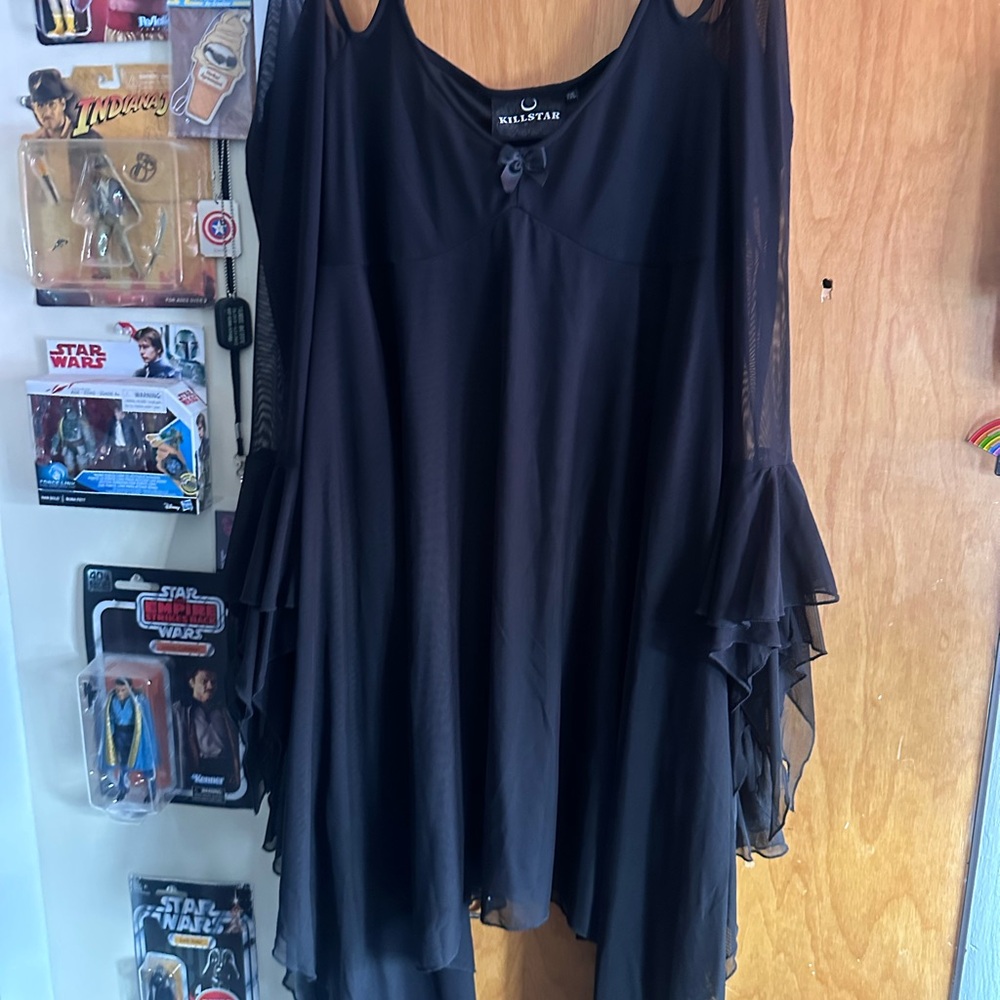 XXL Killstar Flowy Dress with mesh sleeve